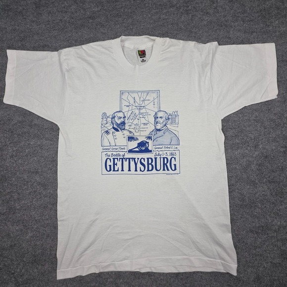 Fruit of the Loom Other - Vintage The Battle Of Gettysburg T-Shirt Men's XL White Single Stitch Graphic